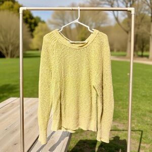 Free People Light Yellow Crew Neck Sweater